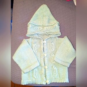 Hand knit baby peapod sweater cardigan size 18mo
